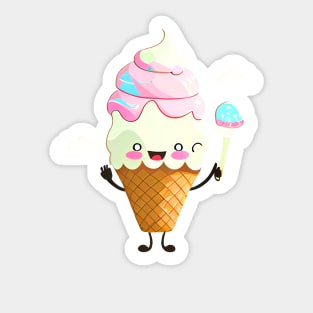 Happy cute ice cream #4 Sticker